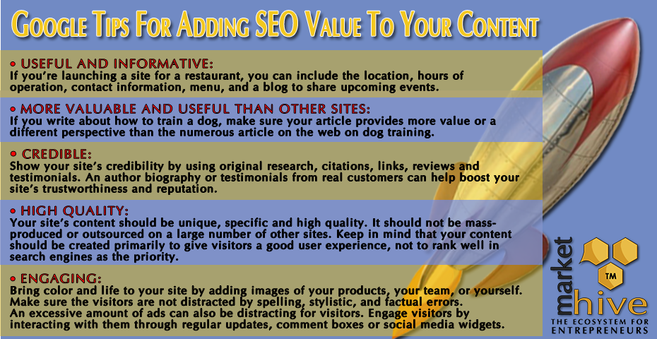 Google tips for adding SEO value
